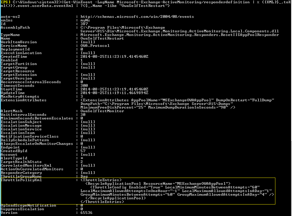 Exchange Management Shell window