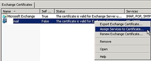 Exchange certificate window