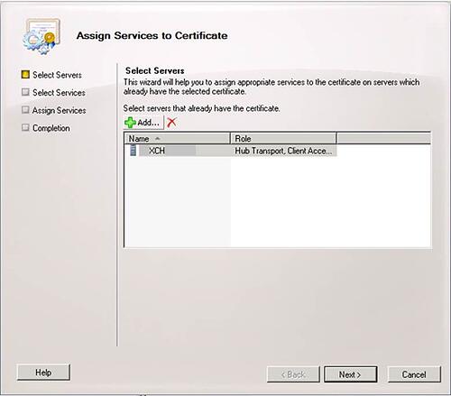 Certificate assignment window