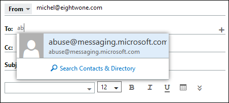 Microsoft email screenshot