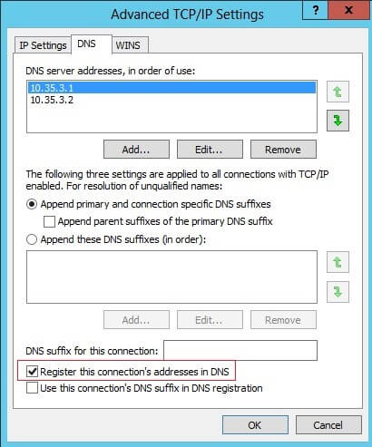 Windows Server settings pop up window