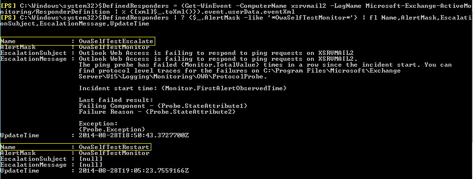 Exchange Management Shell window