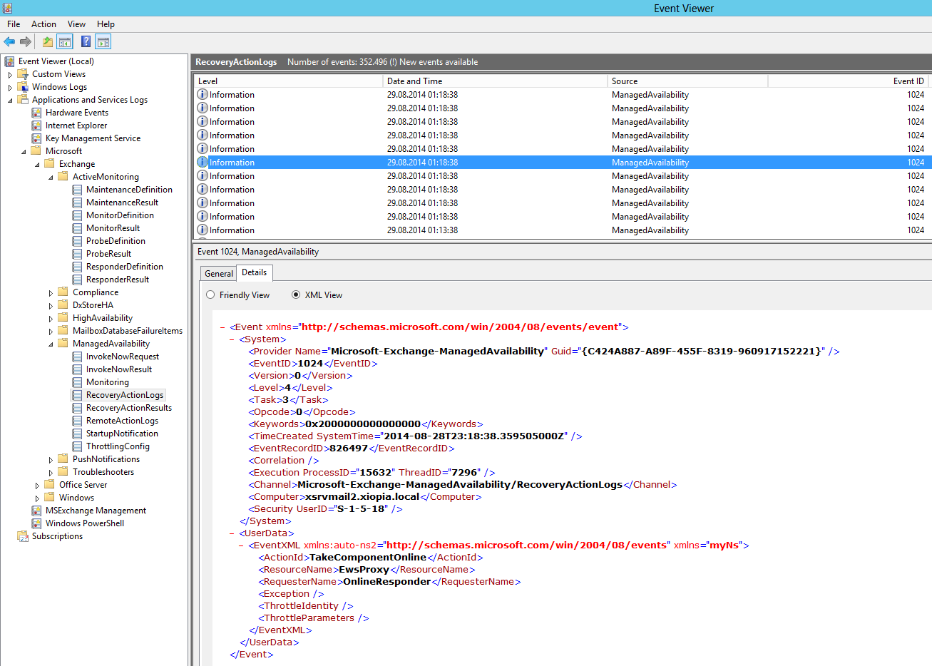 Exchange Management Shell window