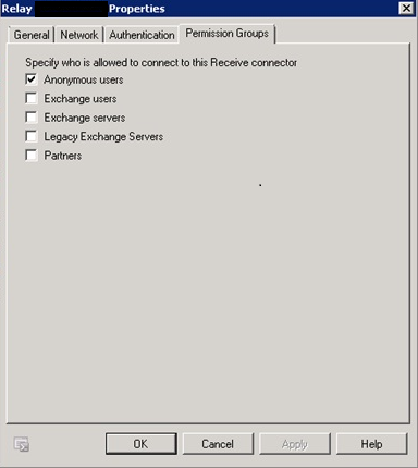 Relay Properties window