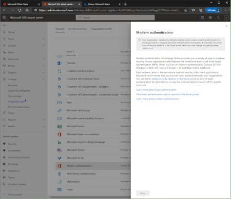 Microsoft Modern Authentication screenshot