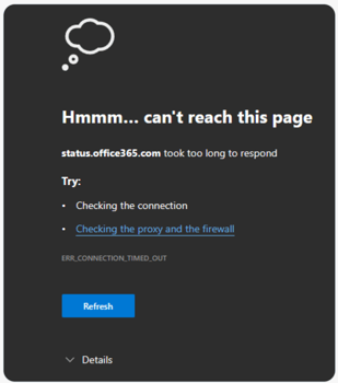 Pop Up Indicating No Access to Microsoft Portal