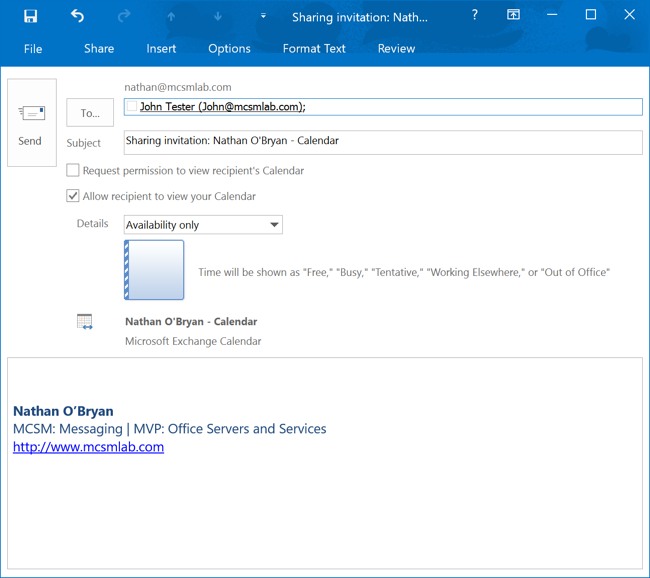 New Calendar Sharing Experience in Office 365