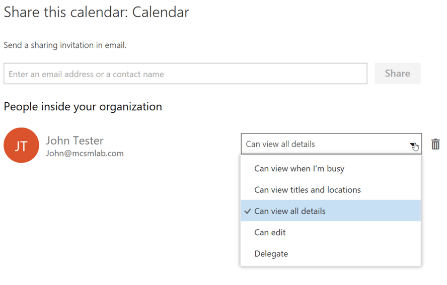 New Calendar Sharing Experience in Office 365