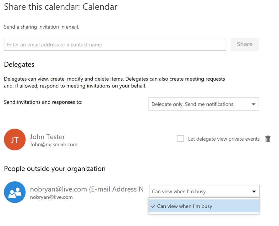 New Calendar Sharing Experience in Office 365