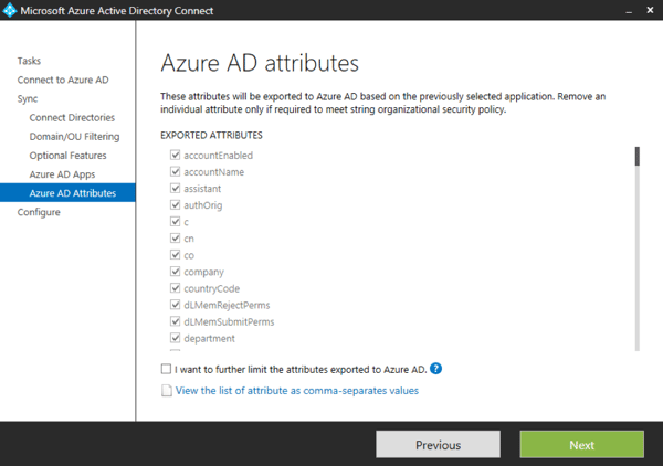 Azure AD connection window