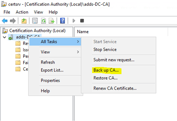 Certificate Authority popup