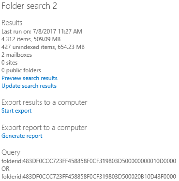 Folder Search settings