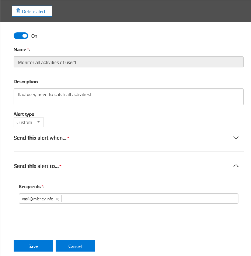 Activity Alerts In Office 365