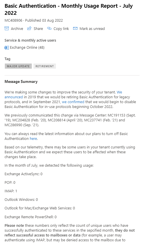 Basic Authentication Deprecation