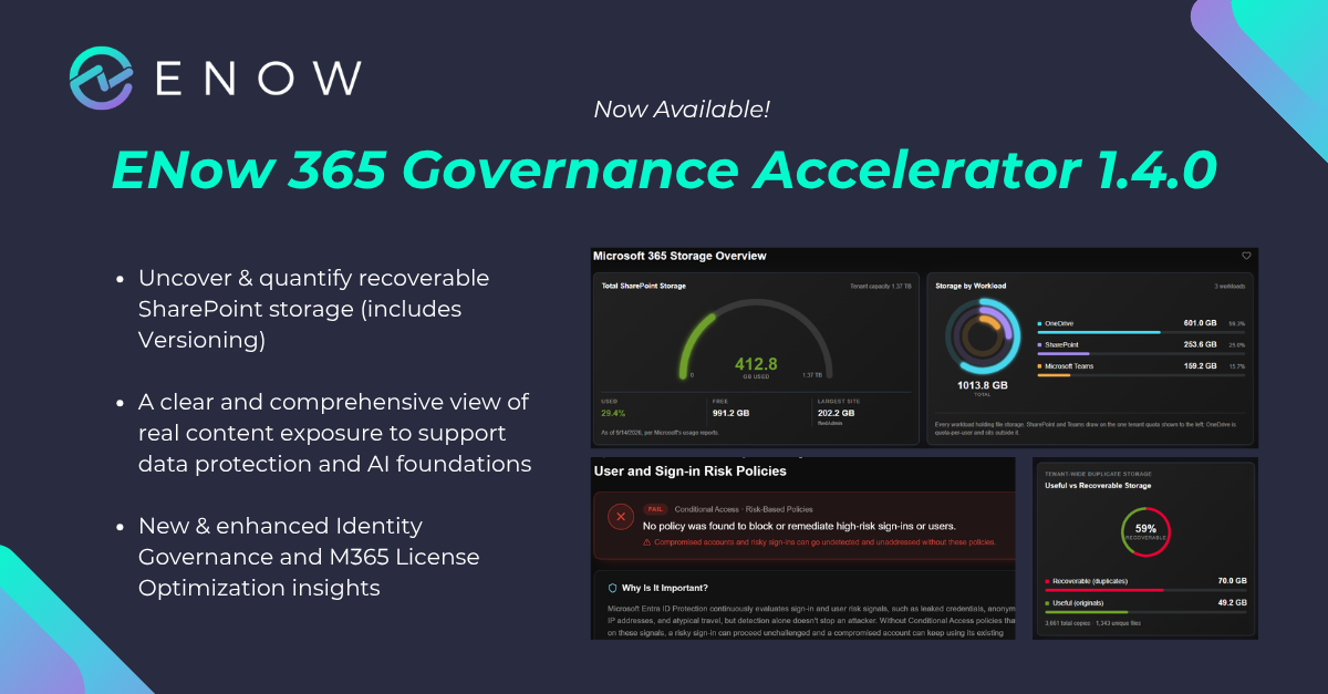 ENow 365 Governance Accelerator 1.4.0 - Now Available!