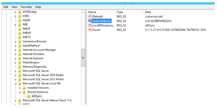 Microsoft SQL Server directory screenshot